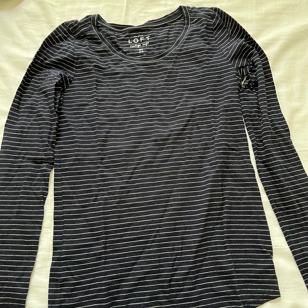 Loft sparkly striped long sleeve tee XS